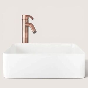 Signature Hardware Hibiscus White Square Fireclay Vessel Bathroom Sink NIB